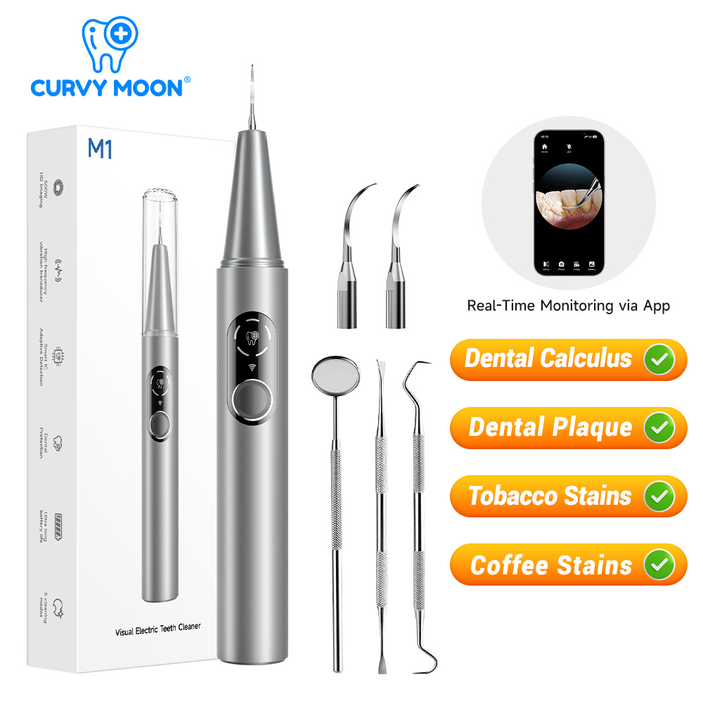 Teeth Whitening Mouthwash - CURVY MOON Widoczny Elektryczny Ultradźwiękowy Oczyszczacz