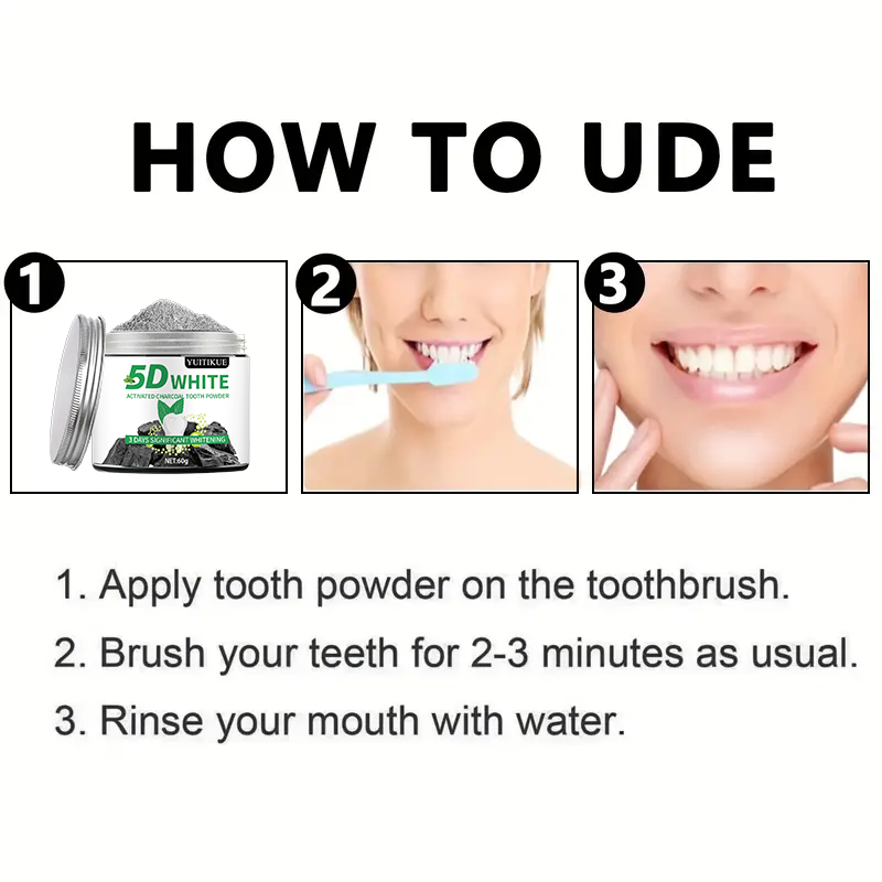 YUlTlKUE 5D Biały Proszek do Z – Teeth Whitening Charcoal recenzja i cena