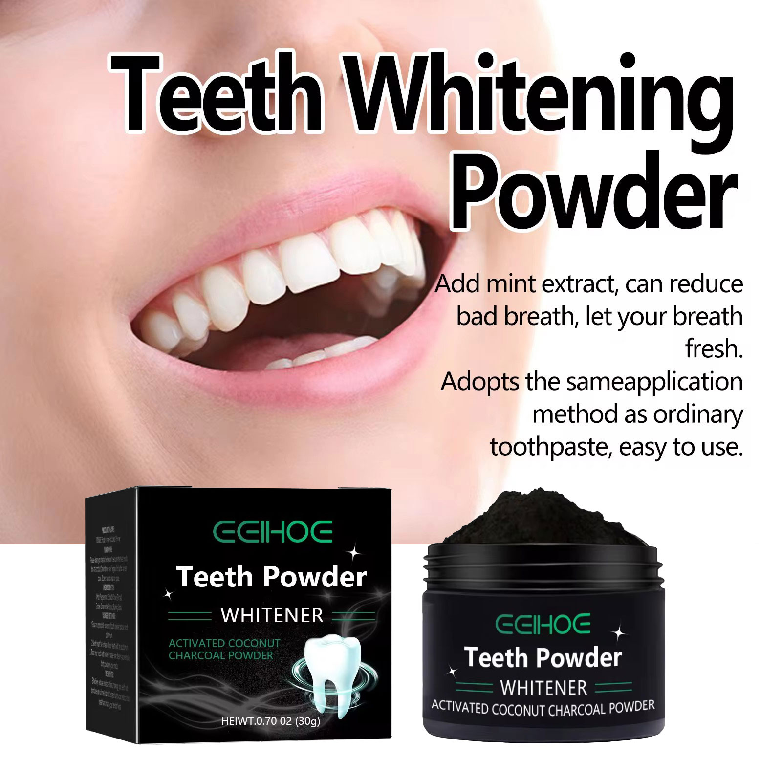 EELHOE Proszek z węglem drzewn – Teeth Whitening Charcoal recenzja i cena