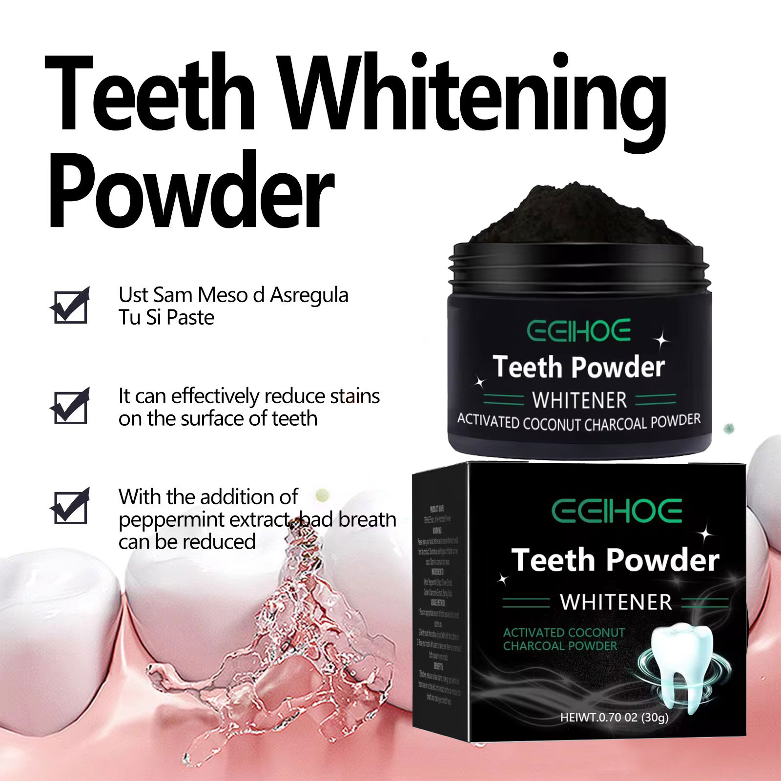 EELHOE Proszek z węglem drzewn – Teeth Whitening Charcoal recenzja i cena